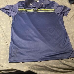 PGA Tour Purple and Yellow Striped Polo Shirt